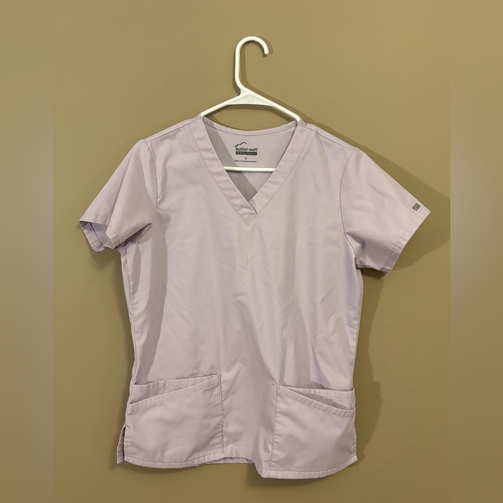 Lavender Scrub Top with Pockets